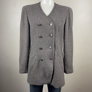 Vintage Giorgio Armani  Women S/M Brown Double Breasted Wool Blend Preppy Blazer